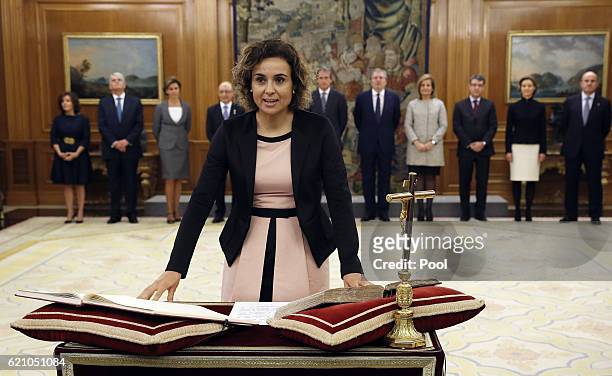 La ministra en Sanidad, Servicios Sociales e Igualdad, Dolors Montserrat seen as Mariano Rajoy and 13 ministers of his new government are sworn in...