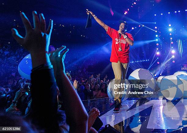 Rapper Kardinal Offishall performs onstage during 'WE Day Vancouver' at Rogers Arena on November 3, 2016 in Vancouver, Canada.