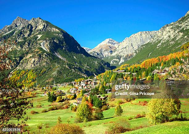view of valdidentro, lombardy, italy. - bormio foto e immagini stock