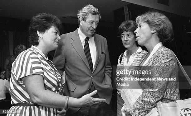 Taoiseach Garret Fitzgerald with Minister for Education Gemma Hussey, Minister for state Nuala Fennell and MEP for liverpool Gloria Cooper at the...