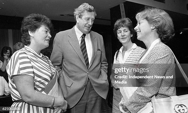 Taoiseach Garret Fitzgerald with Minister for Education Gemma Hussey, Minister for state Nuala Fennell and MEP for liverpool Gloria Cooper at the...