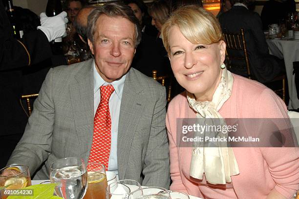 Dan Lufkin and Bette Midler attend NATIONAL AUDUBON SOCIETY Hosts Women in Conservation Luncheon 2008 Rachel Carson Awards at The Plaza on May 20,...