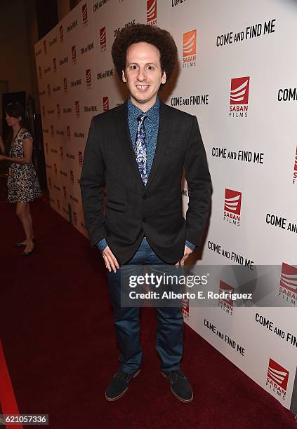 Actor Josh Sussman attends the premiere of Saban Films' "Come And Find Me" at Pacific Theatre at The Grove on November 3, 2016 in Los Angeles,...