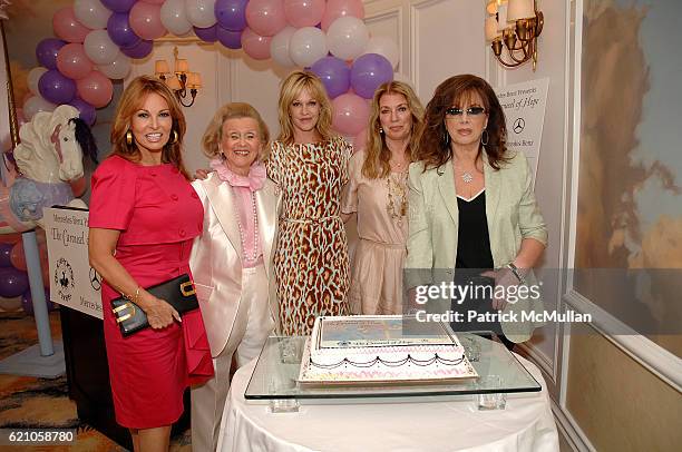 Raquel Welch, BarbaMelanie Griffithsriffithsithss, Joanna Poitier and Jackie Collins attend The Kickoff Luncheon for the Carousel of Hope at Beverly...