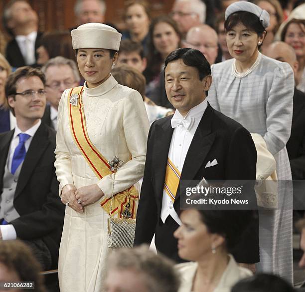 Netherlands - Japanese Crown Prince Naruhito and Crown Princess Masako attend the coronation of Dutch King Willem-Alexander at the Nieuwe Kerk in...