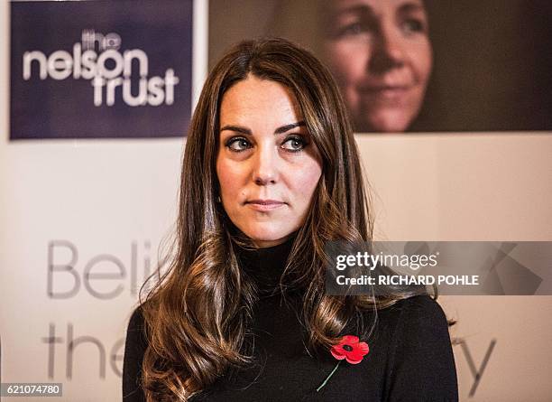 Britain's Catherine, Duchess of Cambridge, visits the Nelson trust women centre in Gloucester, western England on November 4, 2016. The Women's...