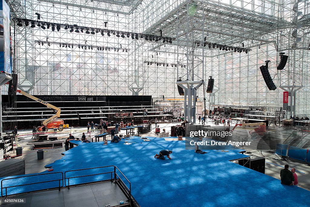 Preparations Underway For Hillary Clinton's Election Night Event In New York City