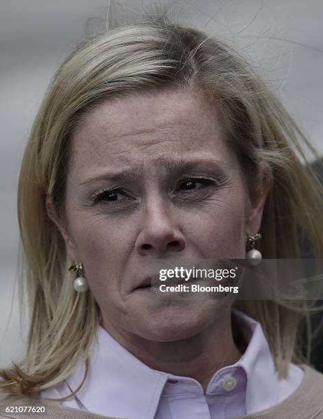 Bridget Anne Kelly, former deputy chief of staff for New Jersey Governor Chris Christie, left, exits federal court in Newark, New Jersey, U.S., on...