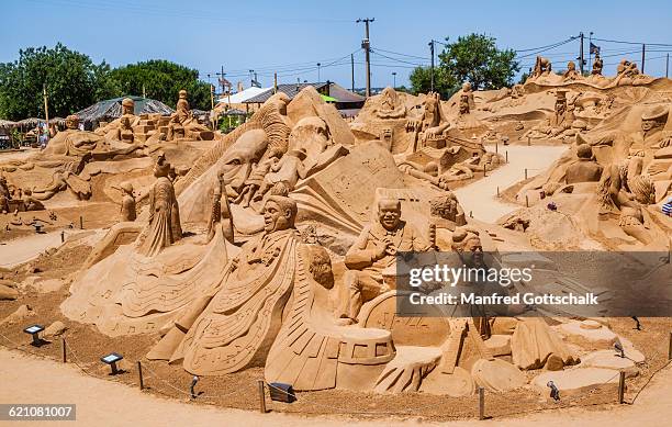 fiesa sand sculpture festival - sand sculpture stock pictures, royalty-free photos & images