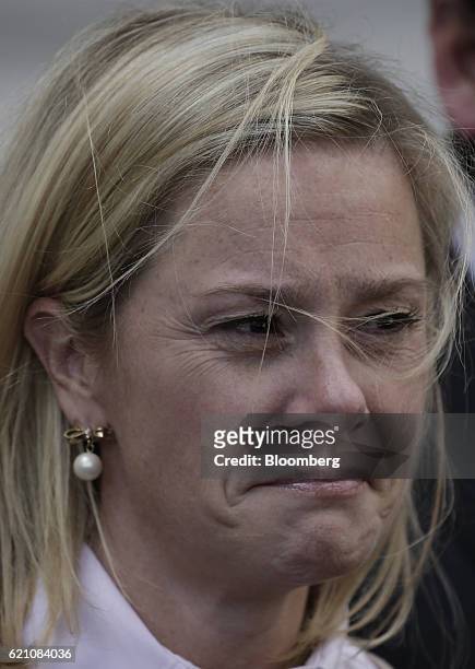 Bridget Anne Kelly, former deputy chief of staff for New Jersey Governor Chris Christie, reacts while exiting federal court in Newark, New Jersey,...