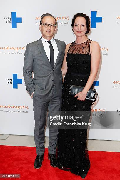 Justice Minister Heiko Maas and Natalia Woerner attend the 18th Media Award by Kindernothilfe at Volkswagen Group Forum on November 4, 2016 in...