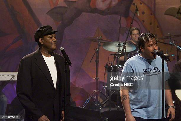 Episode 2482 -- Pictured: Musical guests Dobie Gray and Uncle Kracker perform on May 5, 2003 --