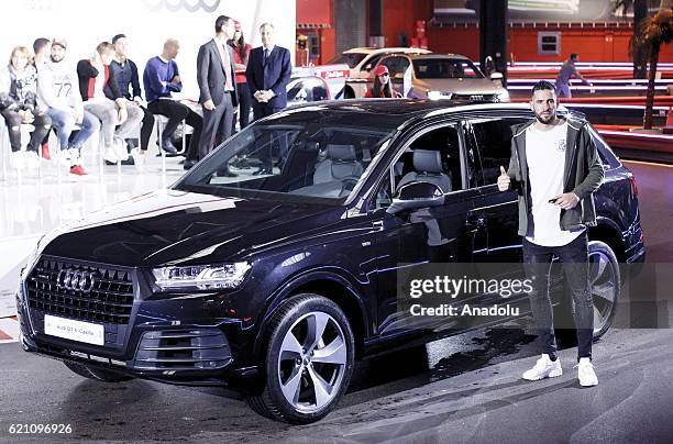 Francisco Casilla of Real Madrid receives a new Audi car during a promotion event in Madrid on November 4, 2016. Audi gave the Real Madrid players...