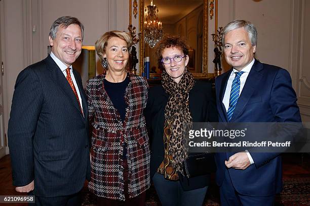 Belgium Ambassador to France, Vincent Mertens de Wilmars, his wife Marie-Joelle, Belgian Minister of Foreign Affairs and Deputy Prime Minister of...