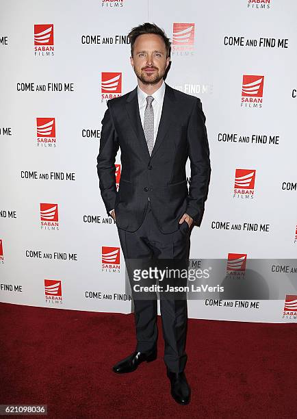 Actor Aaron Paul attends the premiere of "Come and Find Me" at Pacific Theatre at The Grove on November 3, 2016 in Los Angeles, California.