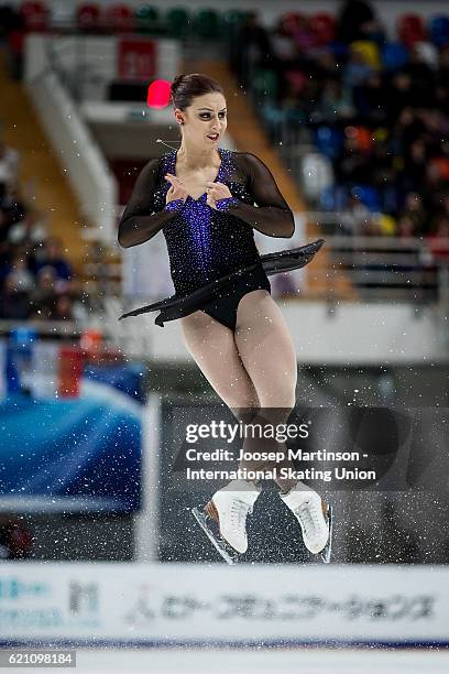 Courtney Hicks of the United States competes during Ladies Short Program on day one of the Rostelecom Cup ISU Grand Prix of Figure Skating at...