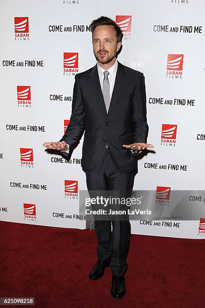 Actor Aaron Paul attends the premiere of "Come and Find Me" at Pacific Theatre at The Grove on November 3, 2016 in Los Angeles, California.