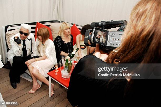 Karl Lagerfeld, Anna Wintour, Patricia Riekel and Joana Preiss attend CHANEL 2008 Cruise Collection - Afterparty at The Raleigh Hotel on May 15, 2008...