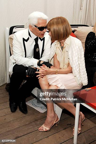 Karl Lagerfeld and Anna Wintour attend CHANEL 2008 Cruise Collection - Afterparty at The Raleigh Hotel on May 15, 2008 in Miami Beach, FL.