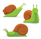 Cute Snail Poses Cartoon Vector Illustration