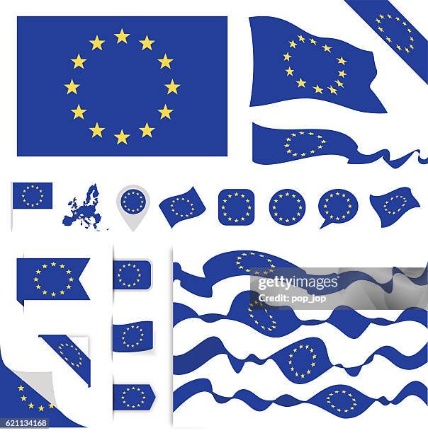 europäische union flaggen-set - flagge europa stock-grafiken, -clipart, -cartoons und -symbole