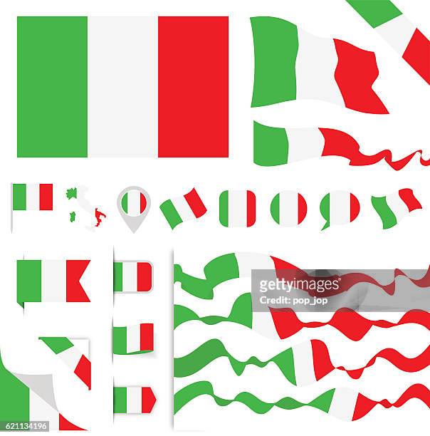stockillustraties, clipart, cartoons en iconen met italy flag set - italian flag