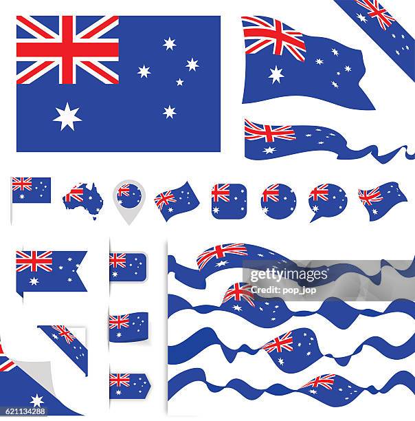 australia flag set - australian flag stock illustrations