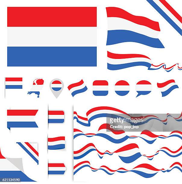 stockillustraties, clipart, cartoons en iconen met netherlands flag set - nederlandse vlag