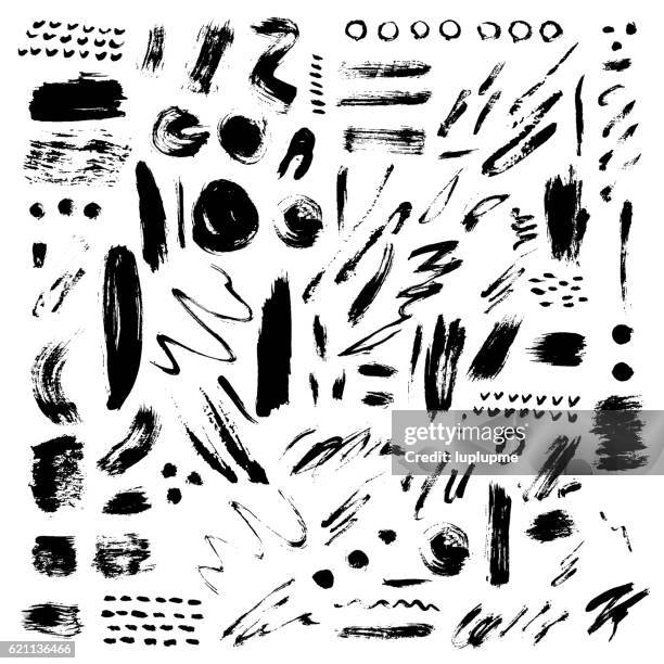 brush stroke vector set. - hair brush stock illustrations