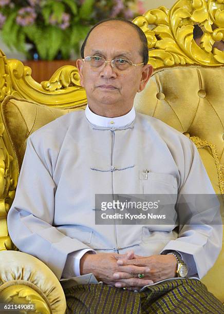 Myanmar - Myanmar President Thein Sein speaks during an exclusive interview with Kyodo News in Myanmar's capital Naypyitaw on May 14, 2013.