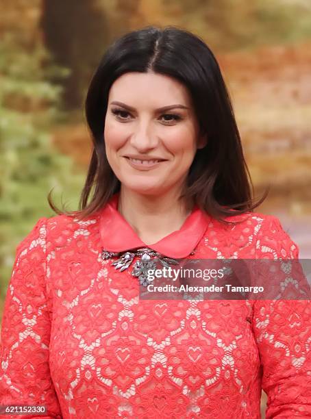 Laura Pausini is seen on the set of "Despierta America" at Univision Studios on November 4, 2016 in Miami, Florida.