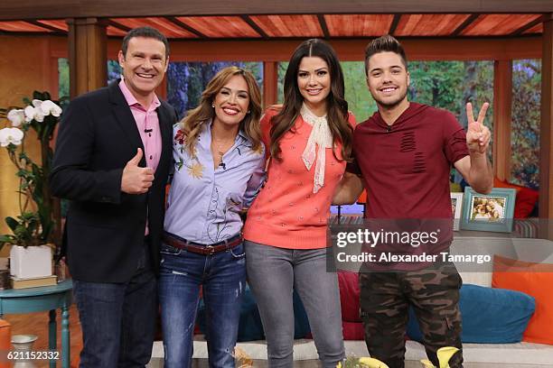 Alan Tacher, Karla Martinez, Ana Patricia Gamez and William Valdes are seen on the set of "Despierta America" at Univision Studios on November 4,...