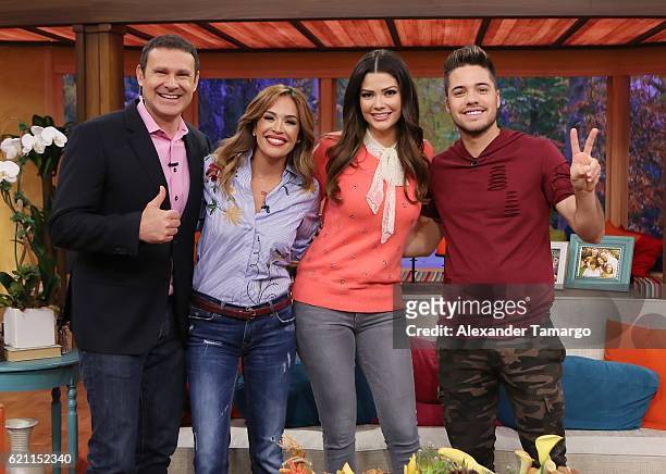 Alan Tacher, Karla Martinez, Ana Patricia Gamez and William Valdes are seen on the set of "Despierta America" at Univision Studios on November 4,...