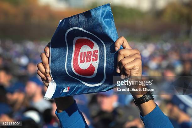 Chicago Cubs fans attend a rally in Grant Park to celebrate the team's World Series victory on November 4, 2016 in Chicago, Illinois. Hundreds of...