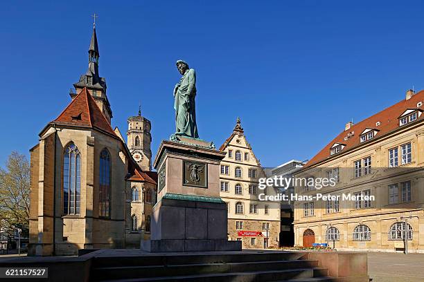 stuttgart, schiller statue at schillerplatz - stuttgart stock pictures, royalty-free photos & images