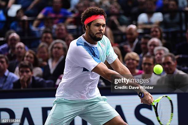 Jo Wilfried Tsonga of France during the Mens Singles quarter final match on day five of the BNP Paribas Masters at Hotel Accor Arena Bercy on...