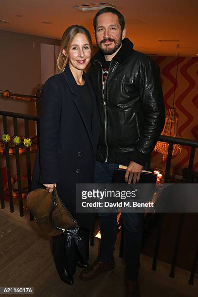 Sally Scott and Bertie Carvel attend the press night after party celebrating The Old Vic's production of "King Lear" at the Ham Yard Hotel on...