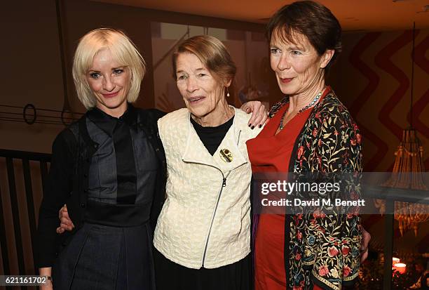 Jane Horrocks, Glenda Jackson and Celia Imrie attend the press night after party celebrating The Old Vic's production of "King Lear" at the Ham Yard...