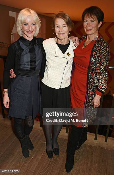 Jane Horrocks, Glenda Jackson and Celia Imrie attend the press night after party celebrating The Old Vic's production of "King Lear" at the Ham Yard...