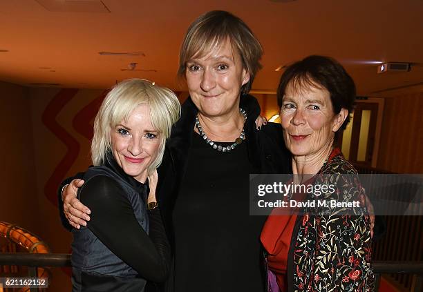 Jane Horrocks, director Deborah Warner and Celia Imrie attend the press night after party celebrating The Old Vic's production of "King Lear" at the...
