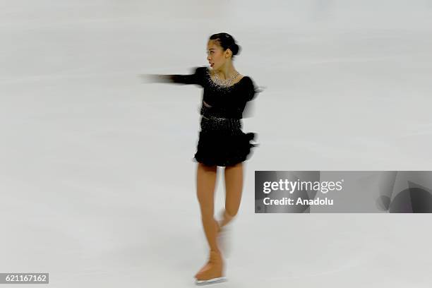Yura Matsuda of Japan perform during the ladies short event on the first day of Cup of Russia, the third stage of ISU Grand Prix series, at the...