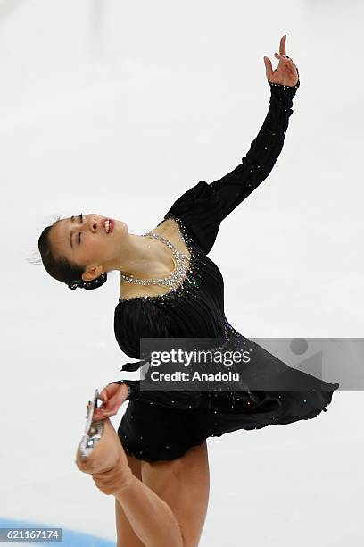 Yura Matsuda of Japan perform during the ladies short event on the first day of Cup of Russia, the third stage of ISU Grand Prix series, at the...