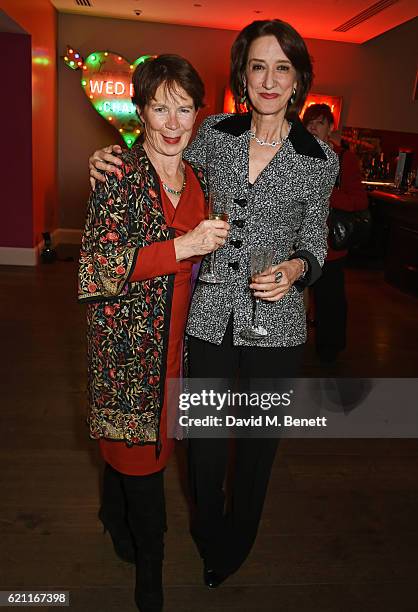 Celia Imrie and Haydn Gwynne attend the press night after party celebrating The Old Vic's production of "King Lear" at the Ham Yard Hotel on November...