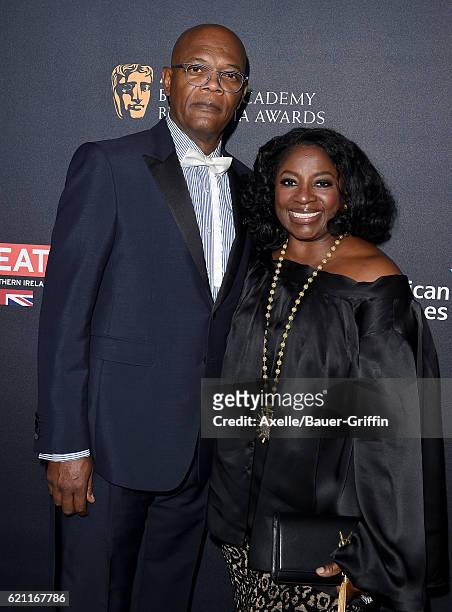 Actor Samuel L. Jackson and LaTanya Richardson arrive at the 2016 AMD British Academy Britannia Awards presented by Jaguar Land Rover and American...