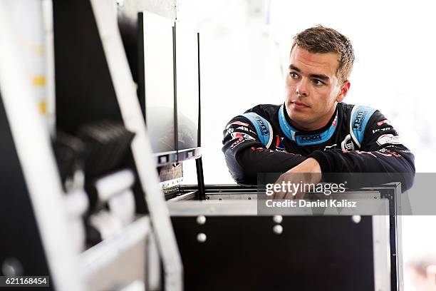 Scott McLaughlin driver of the Wilson Security Racing GRM Volvo S60 looks on during qualifying for the Supercars Auckland International SuperSprint...