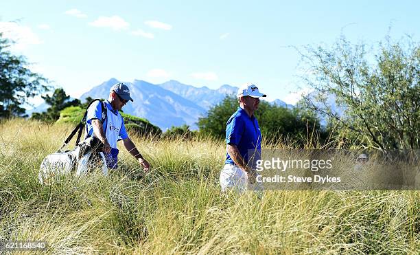 Rod Pampling of Australia walks from the second tee during the second round of the Shriners Hospitals For Children Open on November 4, 2016 in Las...
