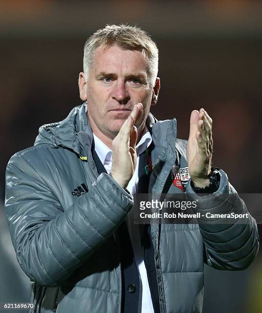 Brentford manager Dean Smith during the Sky Bet Championship match between Brentford and Fulham at Griffin Park on November 4, 2016 in Brentford,...