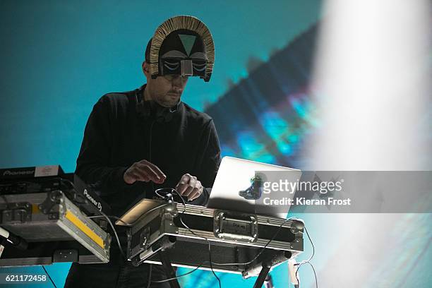 Aaron Jerome performs as SBTRKT at Metropolis Festival at the RDS Concert Hall on November 4, 2016 in Dublin, Ireland.