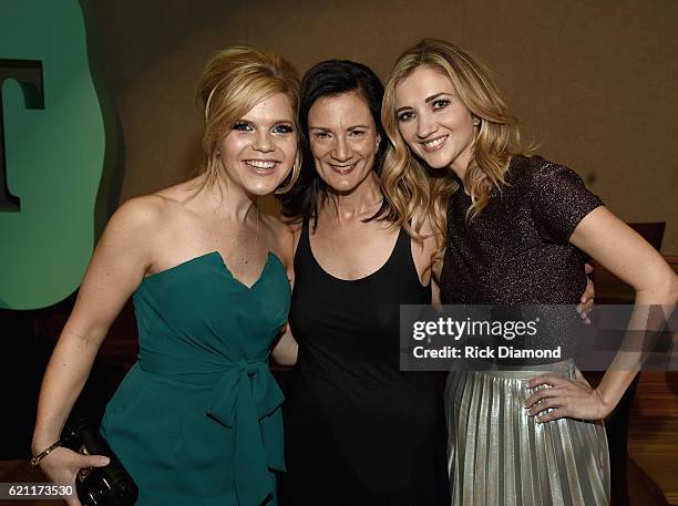 Singer/Songwriter Natalie Stovall, CMT's Leslie Fram and Singer/Songwriter Sarah Darling attend CMT's Next Women of Country on November 1, 2016 at...