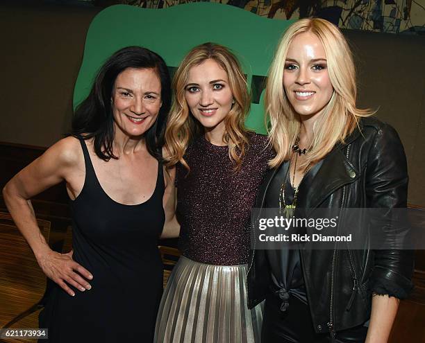 S Leslie Fram, Singer/Songwriters Sarah Darling and Logan Brill attend CMT's Next Women of Country on November 1, 2016 at The City Winery Nashville,...